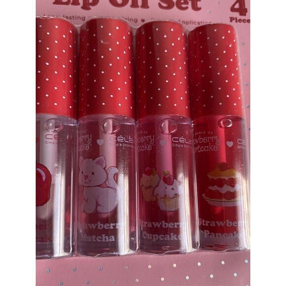 4 Pk Celavi Strawberry Shortcake Scented Tinted Lip Oils Crush On You Valentines - Picture 4 of 14